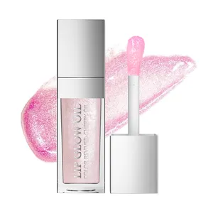 Label pribadi buah Lipgloss merah muda pemadat bibir Gloss transparan minyak Lip Glaze Nude bening kustom grosir kaca bibir