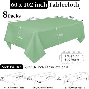 Cheap Wholesale Sage Green <b>Round</b> Rectangle Square 100% Polyester Woven Disposable Tablecloth for Wedding Party Outdoor - Product Image 2