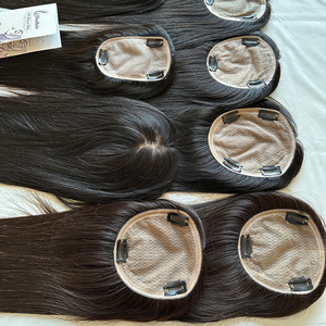 Topper con Base in Seta Invisibile all'Ingrosso, Aspetto Naturale # 2 pezzi di <span class=keywords><strong>capelli</strong></span> umani vergini di colore <span class=keywords><strong>marrone</strong></span> <span class=keywords><strong>scuro</strong></span> - Product Image 6