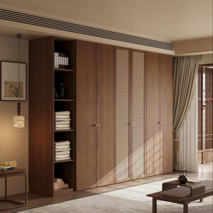 Armario Moderno de Madera con Puertas de Malla de Ratán y Vitrina Abierta para Almacenamiento en Dormitorios, Villas de Lujo, Hoteles y Apartamentos - Product Image 1