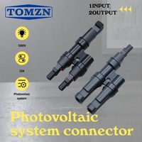 Connecteur solaire photovoltaïque de type T officiel TOMZN 1 entrée 2 sorties 1000V 32A Boîtier de terminaison de câble photovoltaïque pour onduleur IP67 étanche