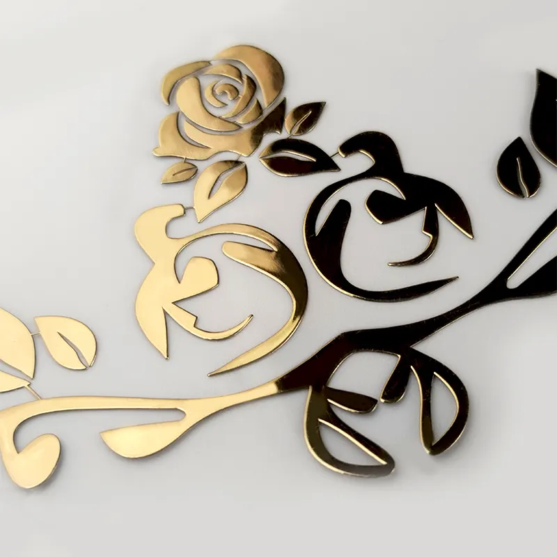 Wholesale Custom Logo adhesive gold Luxury metal nickel plating metallic transfer stickers