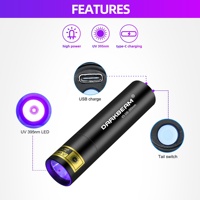 Mini lampe torche UV 395nm rechargeable portable pour la détection d'urine d'animaux, le durcissement de la résine et les agents fluorescents