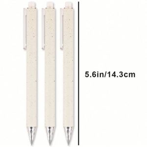 Stylo bille en paille de blé ABS, action facile par pression, pointe balle 1,0 mm, encre noire, écriture supérieure, couleur macaron - Product Image 5