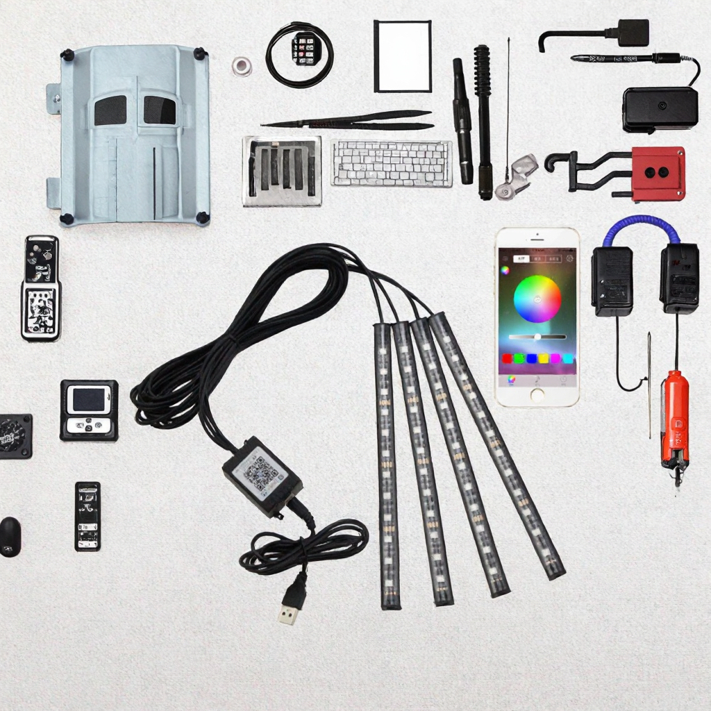 Car RGB LED Strip Light Atmosphere Lamps Car Interior Light With 72 Led 48Led Bluetoo APP LED Strip Lights IP65