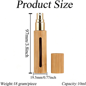 Custom Logo Twist Unique <b>10ml</b> 15ml 20ml Rotating Refillable Packaging Spray Pump Bamboo Lid Glass Perfume <b>Bottle</b> - Product Image 2