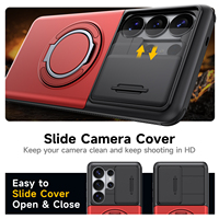 Stootvaste telefoonhoes met kaartsleuf, opklapbare standaard en schuifbare lensbescherming voor Samsung Galaxy S26 S25 Ultra A16 A17