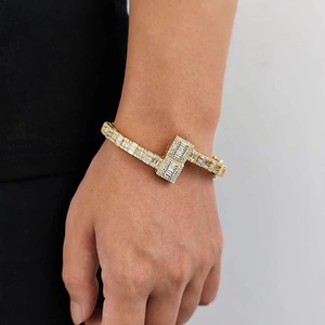Statement Urban Streetwear VVS1 Moissanite Multi Shape Baguette Diamond <b>Bangles</b> 925 Silver Iced Out PVD Gold Cuff Vendor Jewelry - Product Image 4