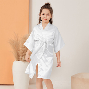 Kimono in Raso Personalizzato per Bambine, Vestaglie Tinta Unita, Pigiami per Bambine, <span class=keywords><strong>Accappatoio</strong></span> per Bambini - Product Image 2