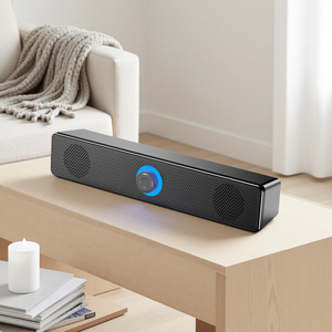ลำโพงบลูทูธตั้งโต๊ะไร้สาย/มีสาย สำหรับคอมพิวเตอร์ เสียงสเตอริโอรอบทิศทาง พร้อมไฟ LED สุดเท่ ควบคุมด้วยปุ่มปรับเสียง - Product Image 1