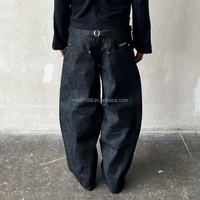 Jean ample et évasé en denim brut japonais de haute qualité, taille haute, coupe bootcut, pour homme