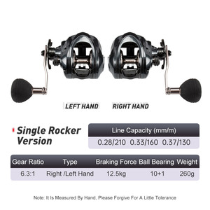 Carrete de Pesca de Alta Calidad TEASER <span class=keywords><strong>SOUTHPAW</strong></span> 2023, 10+1BB, Relación 6.3:1, Carrete de Baitcasting para Pesca en Agua Salada, Mango Potente - Product Image 3