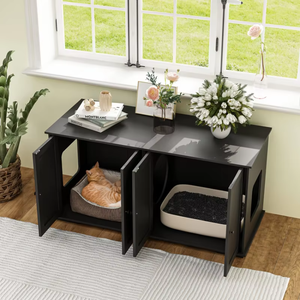 Nouveau design de maison pour <span class=keywords><strong>chat</strong></span> <span class=keywords><strong>en</strong></span> <span class=keywords><strong>bois</strong></span>, <span class=keywords><strong>caisse</strong></span> moderne <span class=keywords><strong>en</strong></span> <span class=keywords><strong>bois</strong></span> pour animaux de compagnie, toilettes pour <span class=keywords><strong>chat</strong></span> avec bac <span class=keywords><strong>à</strong></span> litière caché - Product Image 3