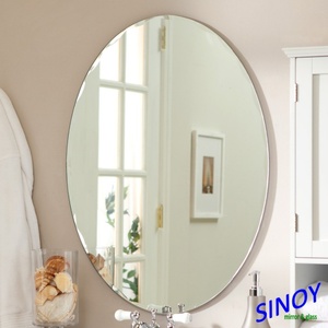 Modern Bathroom Wall Decor Tempered Glass <b>Mirror</b> <b>Silver</b> Bevel Edge with High Reflection Round and Oval Pattern - Product Image 2