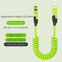 Kabel Pengisian Daya 4-in-1 Baru dari Paduan Seng Berlapis Baja dengan Konektor USB-A/Type-C yang Dapat Ditarik Ulang, Pengisian Cepat dan Transfer Data