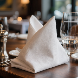 Tovaglioli Premium in Puro Lino Bianco 50x50cm, Pesanti e Lavati a Pietra, per Matrimoni, Hotel e Banchetti - Product Image 1