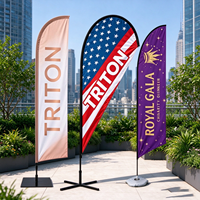 Drapeau personnalisé en polyester avec logo imprimé par transfert thermique, mât en fibre de verre, ensemble complet pour événements en plein air