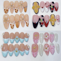 Faux Ongles à Presser de Luxe en Gros, 10 Pièces, Couverture Complète, French Manucure, Acrylique Nude Vert Court avec Colle Brillante, Design Carré pour Doigts