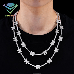 Collier tendance papillon, chaîne tennis, diamant moissanite VVS, passe le testeur de diamants, certificat GRA, argent sterling 925, unisexe - Product Image 6