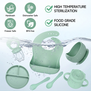 Ensemble d'alimentation <span class=keywords><strong>pour</strong></span> bébé en silicone personnalisé en gros, ensemble de vaisselle <span class=keywords><strong>pour</strong></span> nouveau-né, ensemble d'assiettes <span class=keywords><strong>pour</strong></span> bébé, ensemble d'alimentation en silicone avec sac de rangement - Product Image 4