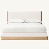 Lit double extra large en bois massif de style américain minimaliste RH avec armoire intégrée, mobilier de chambre personnalisable pour hôtel et villa