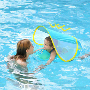 Bouée de natation pour bébé Swimbobo, bleue, avec protection solaire, PVC 0,35 mm d'épaisseur, pour utilisation en piscine pour enfants - Product Image 1