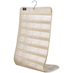 Organisateur de bijoux suspendu, 80 poches, beige, pour le rangement des boucles d'oreilles et des bagues, pour femmes et filles - Product Image 5