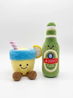 Figurine en peluche personnalisée mignonne en forme de bouteille de boisson, jouet doux en peluche, figurine de cocktail ou de bière, vente en gros, usine OEM, mascotte pour cadeau de fête estivale