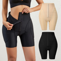 Shorty gainant taille haute à agrafes, effet ventre plat, rembourré pour rehausser les hanches et les fesses, sous-vêtement sculptant pour femme