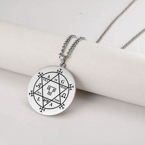 Collier amulette Myshape Hexagramme de Salomon <span class=keywords><strong>Goetia</strong></span>, pendentifs talisman, bijoux en acier inoxydable - Product Image 4