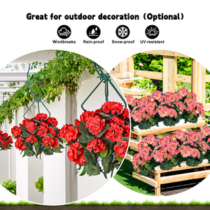 Flores <span class=keywords><strong>artificiales</strong></span> de seda de geranio rojo, planta al aire libre, flores de imitación, <span class=keywords><strong>geranios</strong></span> para decoración floral del hogar - Product Image 6