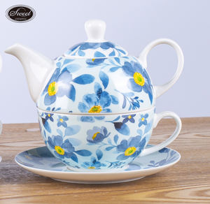 Tetera <span class=keywords><strong>de</strong></span> cerámica azul logotipo personalizado nueva taza <span class=keywords><strong>de</strong></span> porcelana <span class=keywords><strong>de</strong></span> hueso y platillo regalo juego <span class=keywords><strong>de</strong></span> té <span class=keywords><strong>de</strong></span> cerámica con tetera <span class=keywords><strong>para</strong></span> una persona olla individual <span class=keywords><strong>Te</strong></span> - Product Image 1