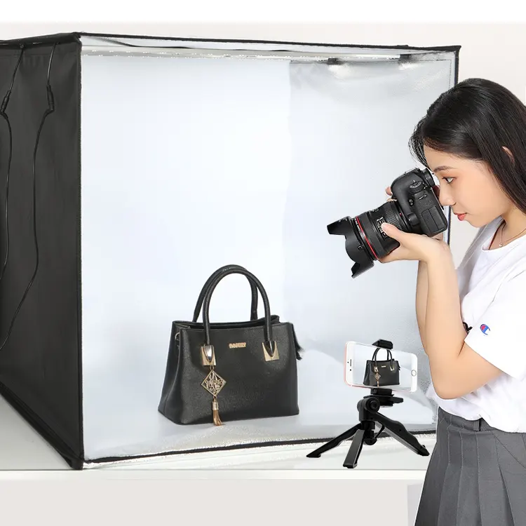 80cm Portable Photo Studio Lighting Mini softbox lightbox Dimmable Led light Box Photography Backdrop Shooting Tent Kit