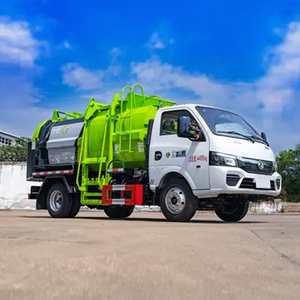 รถบรรทุกเก็บขยะ CGAC สีขาว พร้อมระบบยกไฮดรอลิกสีเขียว ขับเคลื่อน 4x2 เครื่องยนต์ดีเซลแบบธรรมดา สำหรับเก็บขยะ - Product Image 4