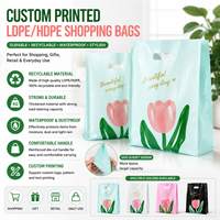 Sacs de courses en plastique colorés personnalisés avec poignée découpée, recyclables, avec logo, pour boutiques, cosmétiques, vêtements, cadeaux, emballage de détail