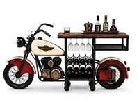Chariot de bar moderne en fer, bois et verre, design automobile, chariot de service roulant pour ferme, salon, restaurant, usage commercial