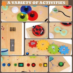 Tableau d'activités Montessori pour tout-petits, jouets sensoriels en bois pour développer la motricité fine, jouet de voyage, plateau d'activités sensorielles - Product Image 5