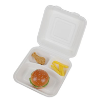 Boîte à lunch de bagasse biodégradable à emporter Conteneurs alimentaires Préparation de repas Récipient alimentaire à clapet à charnière Récipient alimentaire jetable