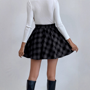 European American Style Plaid Mini Skirt, Fashionable Versatile Short Skirt for Women, Casual Daily Wear Ladies Half Dress - Product Image 5