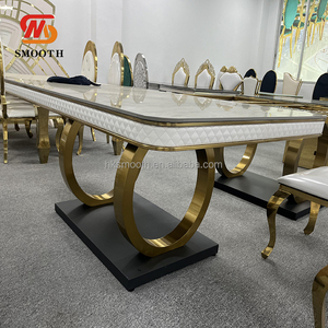 Table rectangulaire en acier inoxydable de luxe moderne et élégante, tables dorées pour mariage, mobilier pour événements hôteliers - Product Image 3