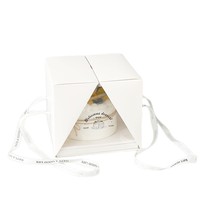 Caja para Pastel de Boda Ecológica Personalizable con Ventana Transparente, Logotipo Personalizado y Grabado en Relieve, Estilo Carpeta, Embalaje de Panadería Reciclable