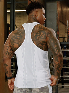 Breathable Men's Fitness I-shaped <b>Vest</b> Knitted Sporty <b>Sweat</b>-Absorbent Quick-Drying Sports Sleeveless Top Factory OEM Processing - Product Image 5