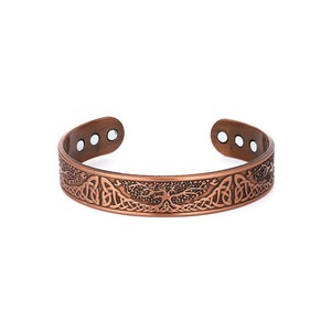 Magnetic Retro <b>Copper</b> Color Cuff <b>Bracelet</b> Zinc Alloy Unisex Fashion Jewelry Open Design - Product Image 2