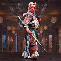 Statue de Guan Gong Wu, Dieu de la Richesse, Bouddha Guan Yu, en céramique, style Art déco, 55 pouces, grande taille, faite à la main, décoration d'intérieur