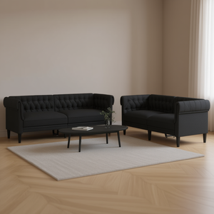 Black Polyester Plywood <b>Sofa</b> <b>Set</b> Modern Living Room Furniture Durable Contemporary Style - Product Image 2