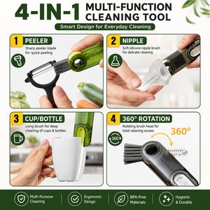 Cepillo de Limpieza Giratorio 3 en 1 para Botellas, Teclados y Tazas, Cepillo Multifuncional <span class=keywords><strong>Portátil</strong></span> para Limpiar Botellas de Agua - Product Image 4