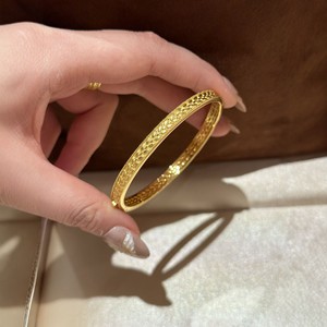 S925 Sterling Silver Gold Plated Wheat Ear <b>Bangle</b> For Women Chinese Retro Style Jewelry Gift - Product Image 1