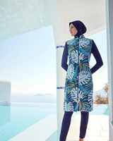 Imperméable modeste Burkini Femmes plage longue femmes maillot de bain à fleurs maillots de bain couverture complète Hijab haut pantalon