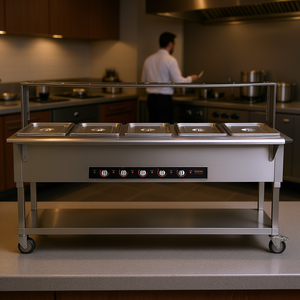 Vevor Calentador de Alimentos de 5 Compartimentos, 20.6 Qt, Mesa de Vapor Eléctrica de 3750W, Servidor Profesional de Acero Inoxidable para Buffet y Catering - Product Image 2