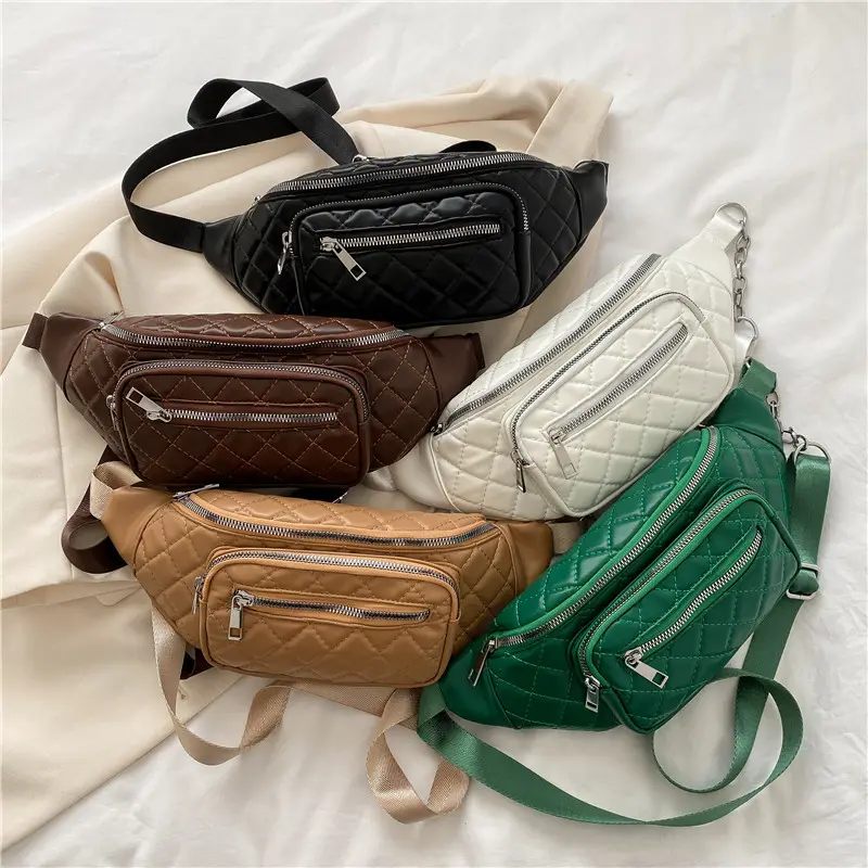 Low Moq Stock Fanny Pack Fashion Pu Leather Men Women Quilted Shoulder Bag Belt Bum Waist Bag